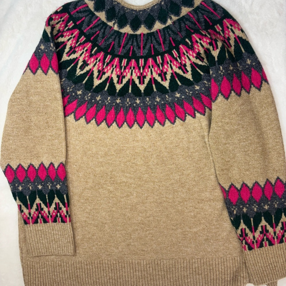 Vince Camuto Tan and Pink Fair Isle Sweater - Picture 4 of 7